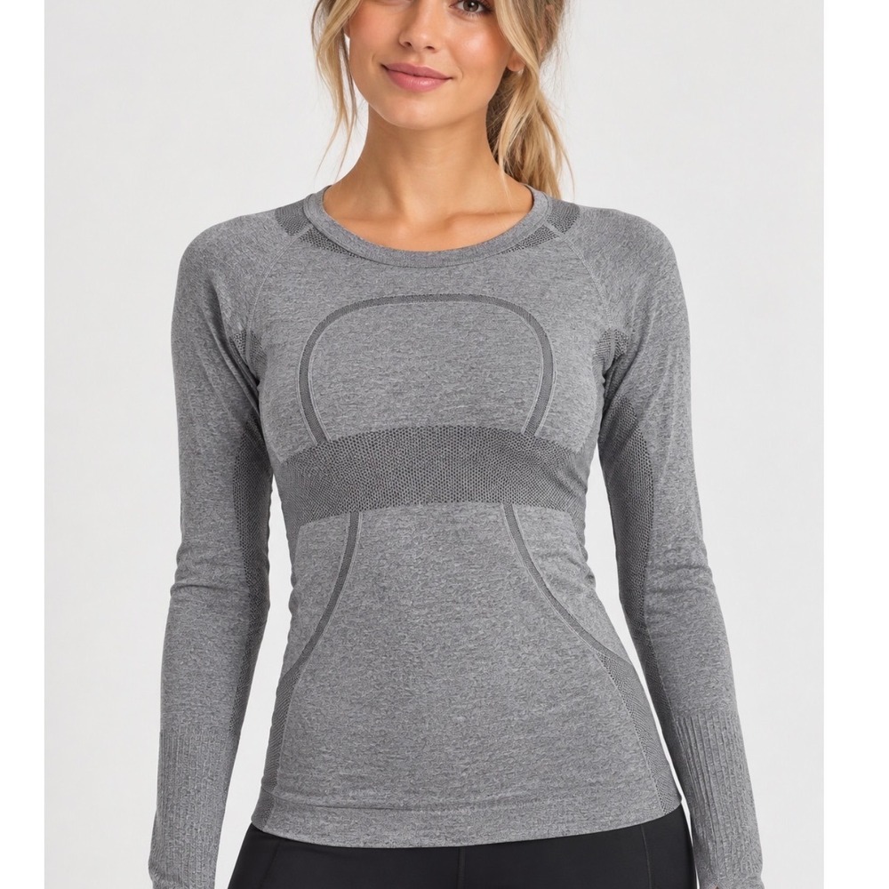 Lululemon Swiftly Tech Long Sleeve Crew Heathered Slate Grey Size 4 First Gen